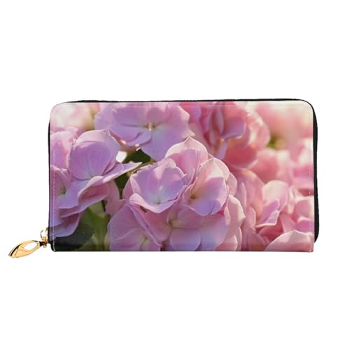 WTTRAEHHM Lange Geldbörse mit Reißverschluss für Damen, stilvolles Druckdesign, multifunktionale Geldbörse für Damen, Hortensien-Blume, Einheitsgröße, klassisch, Hortensie Blume, Einheitsgröße, von WTTRAEHHM