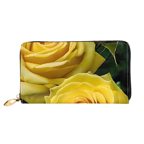 WTTRAEHHM Lange Geldbörse mit Reißverschluss für Damen, stilvolles Druckdesign, multifunktionale Geldbörse für Damen, gelbe Rosen, Einheitsgröße, klassisch, Gelbe Rosen, Einheitsgröße, Klassisch von WTTRAEHHM
