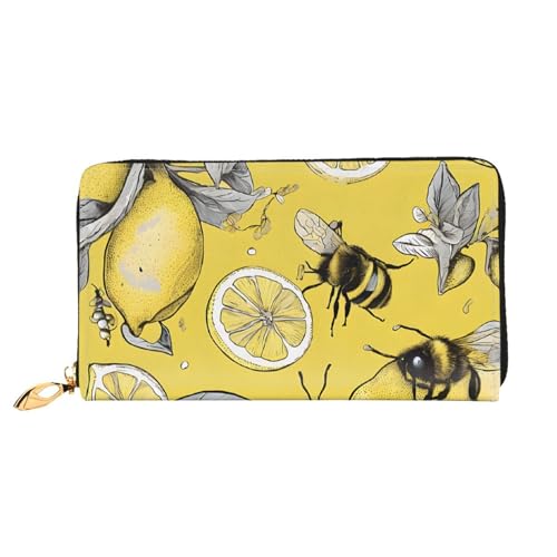 WTTRAEHHM Lange Geldbörse mit Reißverschluss für Damen, stilvolles Druckdesign, multifunktionale Geldbörse für Damen, gelbe Zitrone und Biene, Einheitsgröße, klassisch, Gelbe Zitrone und Biene, WTTRAEHHM Lange Geldbörse mit Reißverschluss für Damen, stilvolles Druckdesign, multifunktionale Geldbörse für Damen, gelbe Zitrone und Biene, Einheitsgröße, klassisch, Gelbe Zitrone und Biene, von WTTRAEHHM