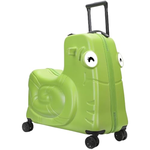 WTTTTW Kinder-Aufsitzkoffer, Kinder-Reisegepäck mit Spinner-Rädern, tragbares Kinder-Rollgepäck mit Sicherheitsgurt, Trolley-Boarding-Koffer für Jungen und Mädchen,Grün,24" von WTTTTW