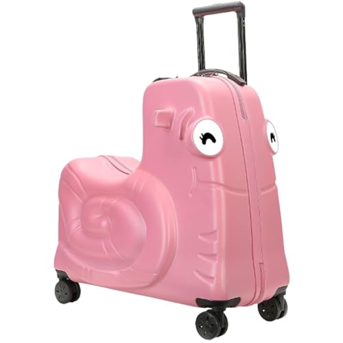 WTTTTW Kindergepäck, Mitfahr-Reisekoffer für Kinder, Hartschalengepäck mit Spinnerrädern, fahrbarer Handgepäck-Trolley mit Passwortsperre, wasserdichte Cartoon-Form,Rosa,20" von WTTTTW