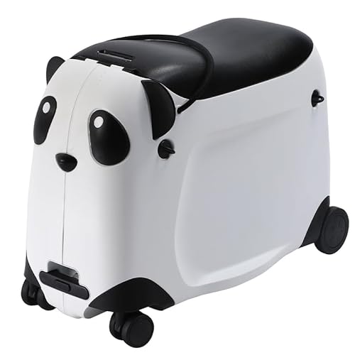 WTTTTW Mitfahrkoffer für Kinder, 21-Zoll-Reisetrolley für Kinder, niedlicher Kinderkoffer in Panda-Form mit Spinnerrädern, Hartschalengepäck für Kinder im Alter von 3–7 Jahren,Schwarz von WTTTTW