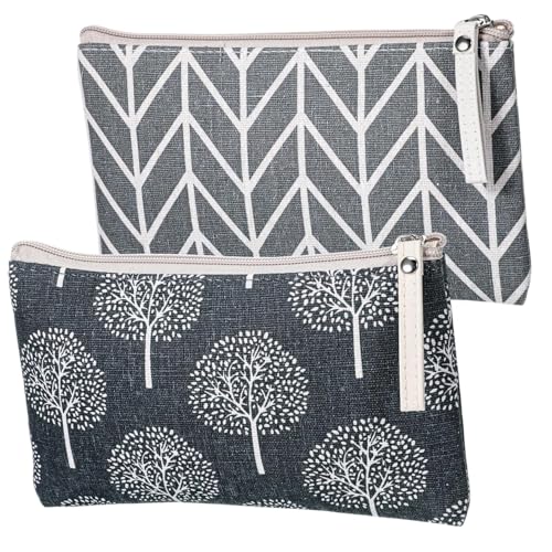 WUBAYI 2 x Kosmetiktasche aus Segeltuch – stilvolle und multifunktionale Make-up-Tasche für Männer und Frauen, perfekt für den täglichen Gebrauch, Reisen, Schreibwaren von WUBAYI