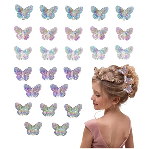 WUBAYI 25 Stück Schmetterling Haarspangen - Kinder glitzernde Schmetterling Haarspangen - süße und niedliche Mini geflochtene Haarspangen Haarkarten - Baby Mädchen Frauen Haarschmuck von WUBAYI