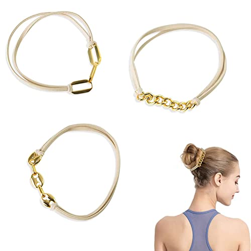 WUBAYI Armband Haargummis für Frauen,Armband Haarbänder mit Beige Elastisch,Pferdeschwanz Haarschmuck Sieht süß auf Ihrem Handgelenk aus, perfekt für Frauen und Mädchen (Gold) von WUBAYI