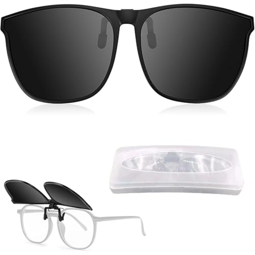 WUBAYI Clip-On Sonnenbrille Polarisiert Grau - UV400 Schutz für Brillen | Mit Etui & Mikrofasertuch | Für Outdoor von WUBAYI
