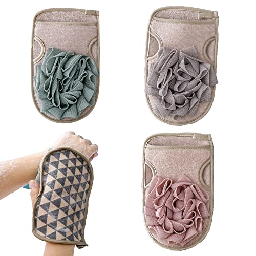 WUBAYI Peeling-Handschuh 3 Stück, Doppelseitig mit Duschschwamm – Exfolierend für Körper & Gesicht, Entfernt abgestorbene Haut – Männer & Frauen von WUBAYI