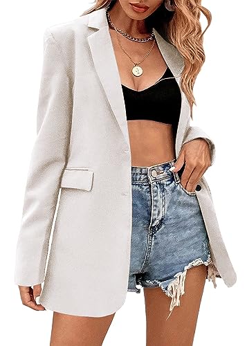Damen Oversized Blazer Elegant Langarm Business Outfit Übergröße Zweireihig Reverskragen LangBlazer Frauen Offen Vorne Solide Geschäft Anzug Weiß Medium Damen Oversized Blazer Elegant Langarm Business Outfit Übergröße Zweireihig Reverskragen LangBlazer Frauen Offen Vorne Solide Geschäft Anzug Weiß Medium von WUDODO