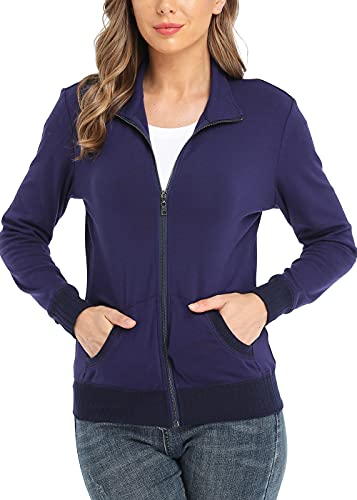 WUDODO Damen Lange Ärmel Sweatjacke Frauen Stehkragen Sweatshirt mit Reissverschluss von WUDODO