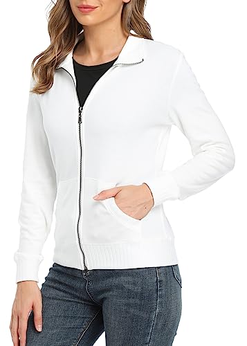 WUDODO Damen Lange Ärmel Sweatjacke Frauen Stehkragen Sweatshirt mit Reissverschluss von WUDODO