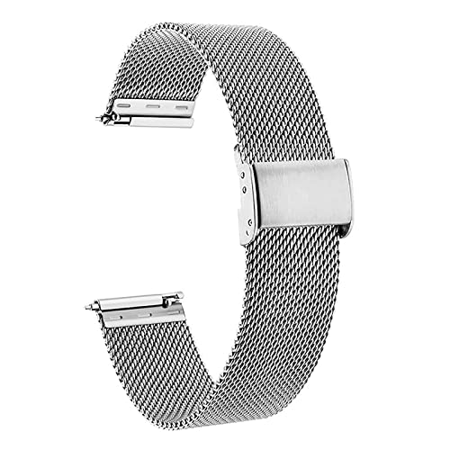 WUDQIJI Ersatzarmband Edelstahl Uhrenarmband Mesh 19mm Metall Uhrenarmbänder Edelstahl Mesh Uhrenarmband Schnellspanner Armband Schnellverschluss Uhrenarmband für Herren Damen Smart Watch (19mm) von WUDQIJI