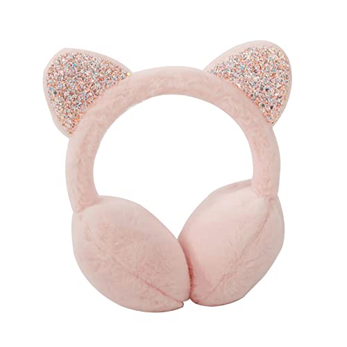 WUERKIYA Ohrenschützer für Mädchen, Ohrenschützer Kinder Süße Katzenohren Design Weiche Ohrenwärmer Kinder Winter Accessoire für Mädchen Dame Warm Halten -Rosa von WUERKIYA