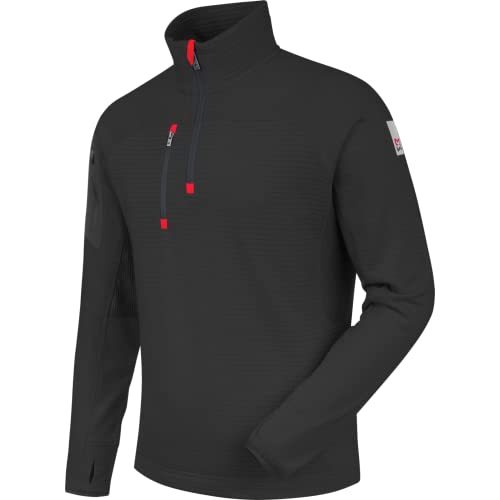 WÜRTH MODYF Fleecetroyer Stretch – Dehnbarer Fleece Pullover mit Zipkragen – perfekt für Handwerk, Werkstatt, Arbeiten im Freien, schwarz, Größe S von WÜRTH MODYF