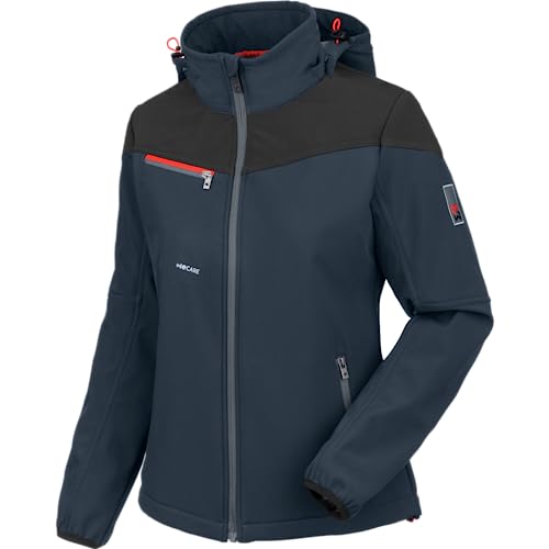 WÜRTH MODYF Softshelljacke Stretch X Damen - hochwertige Arbeitsjacke für Damen in der Größe L - wasserabweisend (8.000 mm WS) mit abnehmbaren Ärmeln & Kapuze - in Blau von WÜRTH MODYF