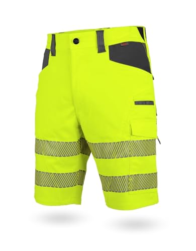 WÜRTH MODYF Warnschutz Arbeitsshorts Neon EN 20471 1 - professionelle Arbeitshose für Herren - Warnschutzhose mit Reflektoren - in der Größe 48 in Gelb von WÜRTH MODYF