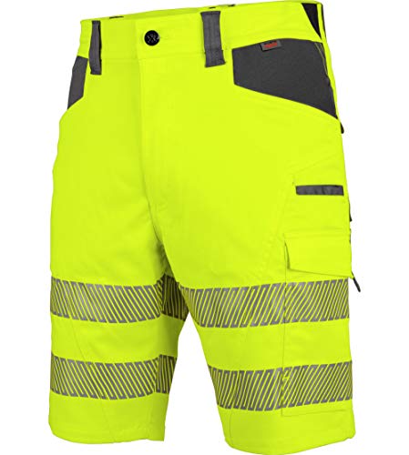 WÜRTH MODYF Warnschutz Arbeitsshorts Neon EN 20471 1 - professionelle Arbeitshose für Herren - Warnschutzhose mit Reflektoren - in der Größe 48 in Gelb von WÜRTH MODYF