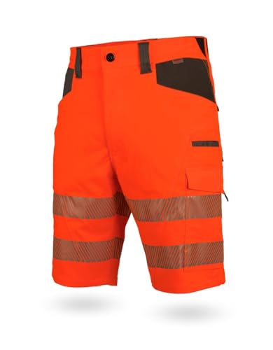 WÜRTH MODYF Warnschutz Arbeitsshorts Neon EN 20471 1 - professionelle Arbeitshose für Herren - Warnschutzhose mit Reflektoren - in der Größe 48 in Orange von WÜRTH MODYF