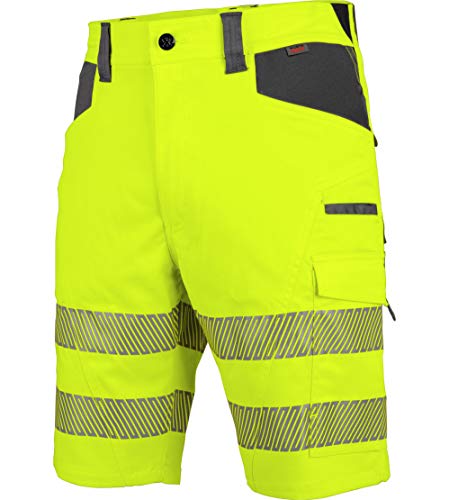 WÜRTH MODYF Warnschutz Arbeitsshorts Neon EN 20471 1 - professionelle Arbeitshose für Herren - Warnschutzhose mit Reflektoren - in der Größe 54 in Gelb von WÜRTH MODYF