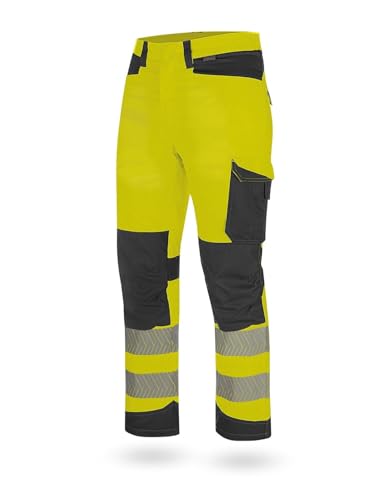 WÜRTH MODYF Warnschutz Bundhose Fluo EN 20471 - professionelle Arbeitshose für Herren - Warnschutzhose mit Knieschutztaschen - in der Größe 106 in Gelb von WÜRTH MODYF