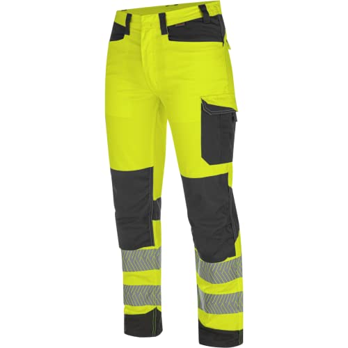 WÜRTH MODYF Warnschutz Bundhose Fluo EN 20471 - professionelle Arbeitshose für Herren - Warnschutzhose mit Knieschutztaschen - in der Größe 110 in Gelb von WÜRTH MODYF