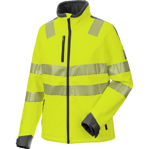 WÜRTH MODYF Warnschutz Softshelljacke Neon Damen – hochwertige & reflektierende Arbeitsjacke in M – winddicht, atmungsaktiv & wasserabweisend (8.000 mm WS) – in Gelb von WÜRTH MODYF