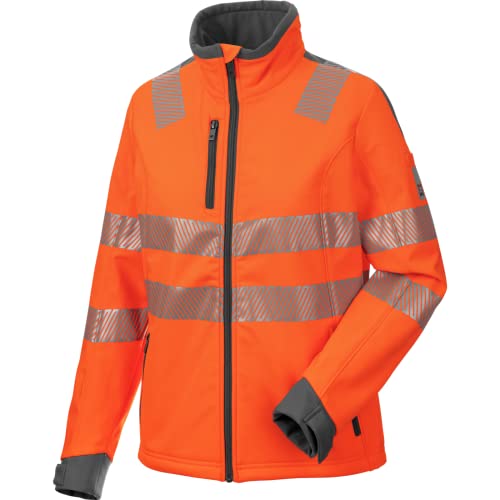 WÜRTH MODYF Warnschutz Softshelljacke Neon Damen – hochwertige & reflektierende Arbeitsjacke in L – winddicht, atmungsaktiv & wasserabweisend (8.000 mm WS) – in Orange von WÜRTH MODYF