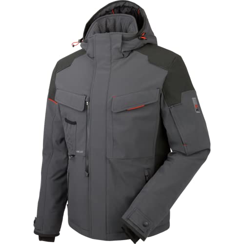WÜRTH MODYF Winter Softshelljacke One – hochwertige Arbeitsjacke für kalte Arbeitstage in den Größen L – wasserabweisend (8.000 mm WS) mit abnehmbarer Kapuze – in grau von WÜRTH MODYF