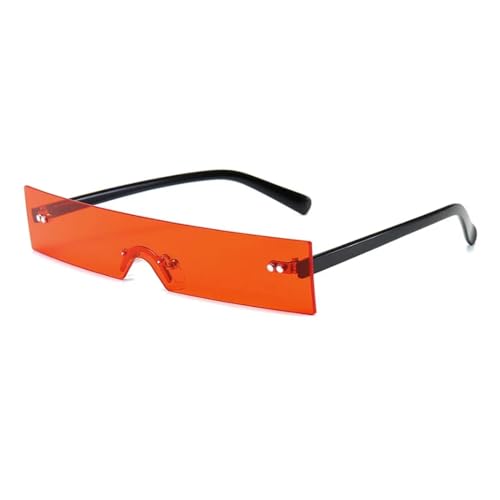 WUFANGBU Sonnenbrille Herren Beliebte Kleine Rechteckige Sonnenbrille Für Damen Modisch Klar Randlos Für Herren Rot von WUFANGBU