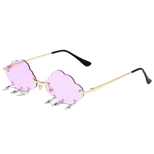 WUFANGBU Sonnenbrille Herren Beliebte Randlose Sonnenbrille Für Damen Quasten-Sonnenbrille Bonbonfarben Schattierungen Von Hellviolett von WUFANGBU