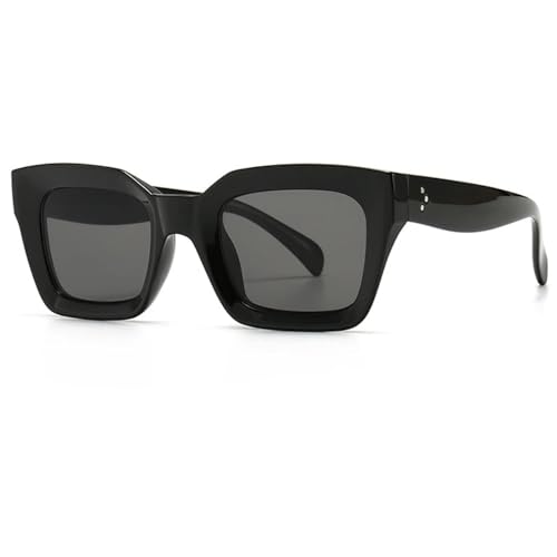 WUFANGBU Sonnenbrille Herren Coole Bunte Quadratische Sonnenbrille Für Damen Und Herren Vintage-Sonnenbrille Für Damen Einzigartige Flache Brillenfassungen Uv400 Schwarz-Schwarz von WUFANGBU