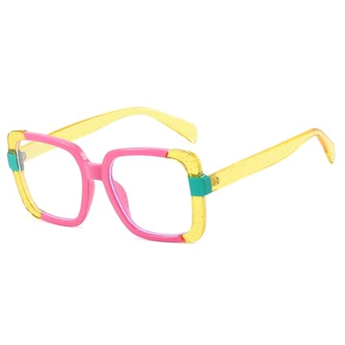 WUFANGBU Sonnenbrille Herren Damen Mode Bunte Brillengestell Klar Anti Blaues Licht Herren Brillen Gelbpink von WUFANGBU