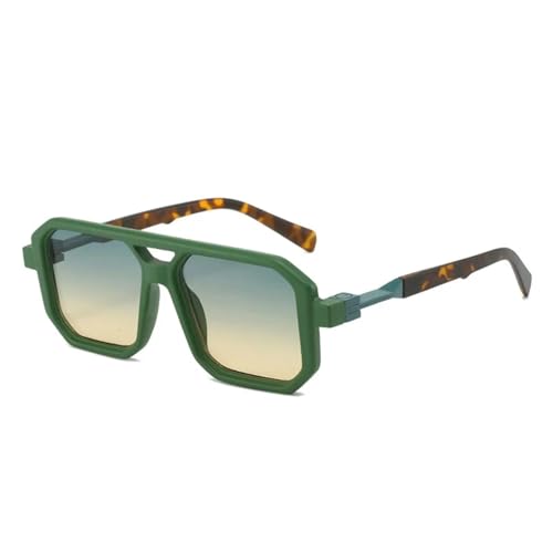 WUFANGBU Sonnenbrille Herren Doppelte Brücken Quadratische Sonnenbrille Damenmode Farbverlauf Uv400 Retro-Polygon-Männer-Sonnenbrille 3 von WUFANGBU