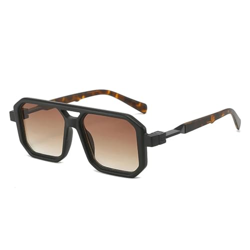 WUFANGBU Sonnenbrille Herren Doppelte Brücken Quadratische Sonnenbrille Damenmode Farbverlauf Uv400 Retro-Polygon-Männer-Sonnenbrille 4 von WUFANGBU