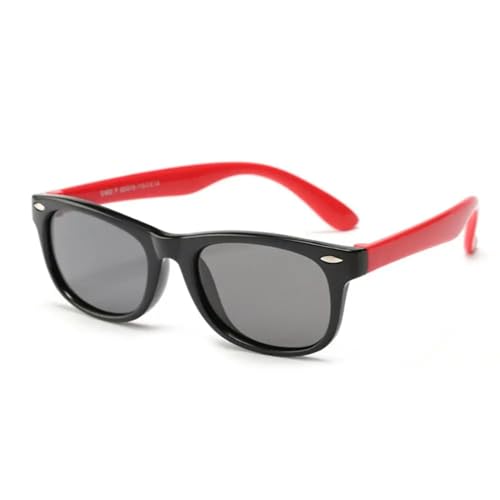 WUFANGBU Sonnenbrille Herren Kinder Polarisierte Sonnenbrille Jungen Mädchen Sonnenbrille Silikon Schutzbrille Geschenk Für Kinder Uv400 C10Blackred von WUFANGBU