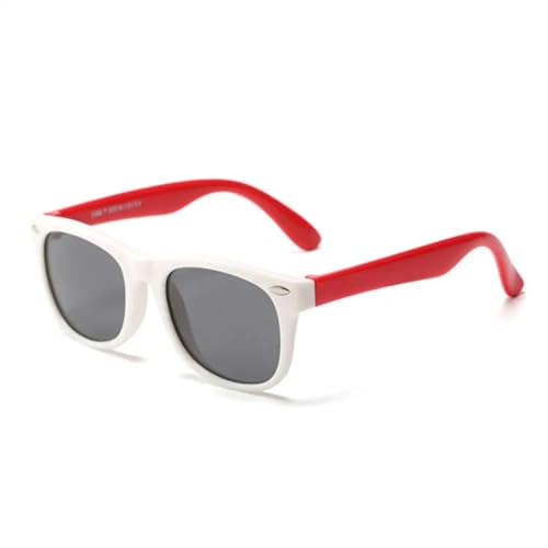 WUFANGBU Sonnenbrille Herren Kinder Polarisierte Sonnenbrille Jungen Mädchen Sonnenbrille Silikon Schutzbrille Geschenk Für Kinder Uv400 C3Whitered von WUFANGBU