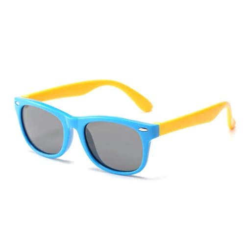 WUFANGBU Sonnenbrille Herren Kinder Polarisierte Sonnenbrille Jungen Mädchen Sonnenbrille Silikon Schutzbrille Geschenk Für Kinder Uv400 C4Blaugelb von WUFANGBU