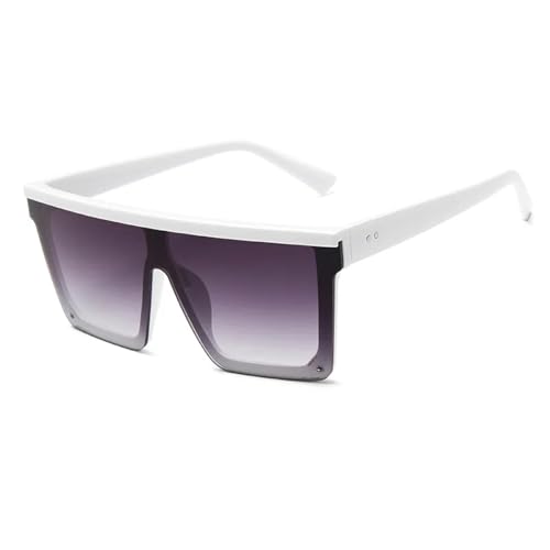 WUFANGBU Sonnenbrille Herren Klassische Quadratische Sonnenbrille Mit Flachem Oberteil Für Damen Lila Verspiegelte Farbtöne Weiß Und Grau von WUFANGBU