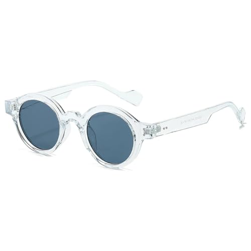 WUFANGBU Sonnenbrille Herren Kleine Punk-Quadrat-Sonnenbrille Für Damen Modische Nieten Sonnenbrille Weibliche Schattierungen Trendige Runde Brillen Klar-Schwarz von WUFANGBU