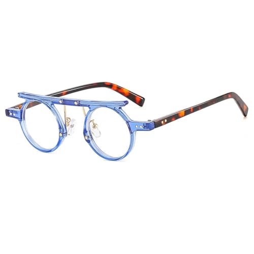 WUFANGBU Sonnenbrille Herren Kleine Punk Runde Sonnenbrille Frauen Männer Mode Ozean Objektiv Sonnenbrille Weibliche Mehrfarbige Nieten Brillen Blau von WUFANGBU