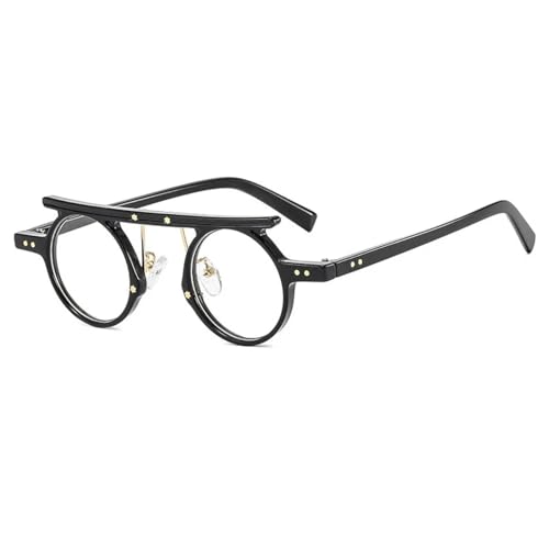 WUFANGBU Sonnenbrille Herren Kleine Punk Runde Sonnenbrille Frauen Männer Mode Ozean Objektiv Sonnenbrille Weibliche Mehrfarbige Nieten Brillen Schwarz von WUFANGBU