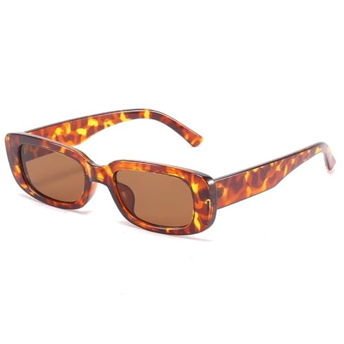 WUFANGBU Sonnenbrille Herren Kleine Quadratische Sonnenbrille Für Damen Kunststoffrahmen Farbverlaufssonnenbrille Weiblich Trendige Brille Uv400 C10 Blumen-Braun von WUFANGBU