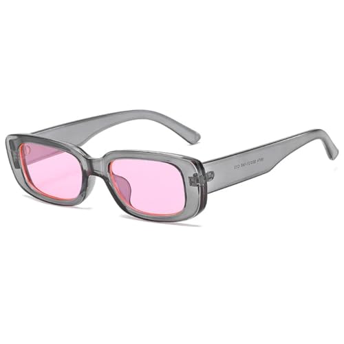 WUFANGBU Sonnenbrille Herren Kleine Quadratische Sonnenbrille Für Damen Kunststoffrahmen Farbverlaufssonnenbrille Weiblich Trendige Brille Uv400 C7Gray-Pink von WUFANGBU