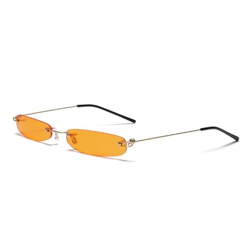 WUFANGBU Sonnenbrille Herren Kleine Rahmen Frauen Sonnenbrille Mode Männer Randlose Sonnenbrille Weibliche Transparente Farbe Uv400 Gold-Orange von WUFANGBU