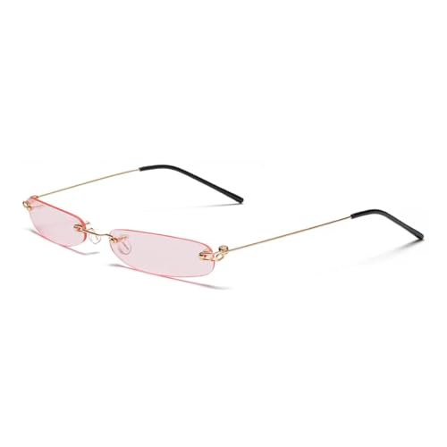 WUFANGBU Sonnenbrille Herren Kleine Rahmen Frauen Sonnenbrille Mode Männer Randlose Sonnenbrille Weibliche Transparente Farbe Uv400 Gold-Rosa von WUFANGBU