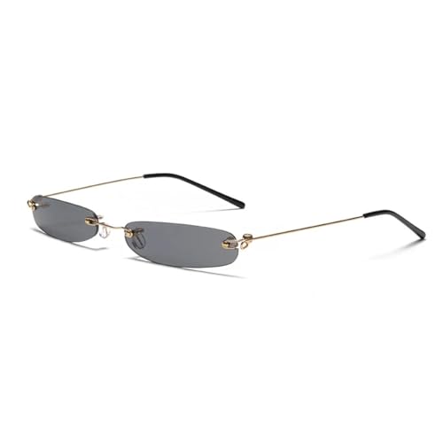 WUFANGBU Sonnenbrille Herren Kleine Rahmen Frauen Sonnenbrille Mode Männer Randlose Sonnenbrille Weibliche Transparente Farbe Uv400 Gold-Schwarz von WUFANGBU