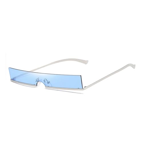 WUFANGBU Sonnenbrille Herren Männer Einzigartige Halbrahmen Sonnenbrille Frauen Mode Rechteck Metall Sonnenbrille Männer Silber-Blau von WUFANGBU