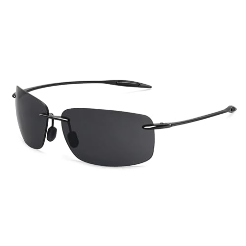 WUFANGBU Sonnenbrille Herren Männer Sonnenbrille Designer Mode Fahren Sport Randlose Männliche Rahmen Uv400 Damen Brillen C5Polarizedgray von WUFANGBU