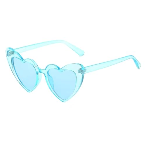 WUFANGBU Sonnenbrille Herren Metallscharnier Beliebte Herz Scharfe Damen Sonnenbrille Mode Bonbonfarben Brille Hellblau von WUFANGBU