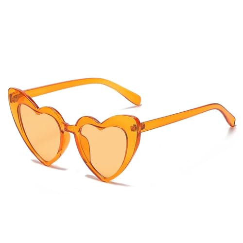 WUFANGBU Sonnenbrille Herren Metallscharnier Beliebte Herz Scharfe Damen Sonnenbrille Mode Bonbonfarben Brille Orangeorange von WUFANGBU