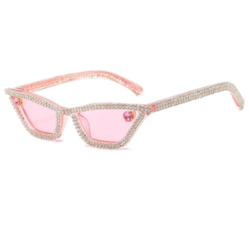 WUFANGBU Sonnenbrille Herren Mode Frauen Diamant Sonnenbrille Vintage Kleine Strass Sonnenbrille Weibliche Kristall Rote Brille Brillen C4Pink-Pink von WUFANGBU